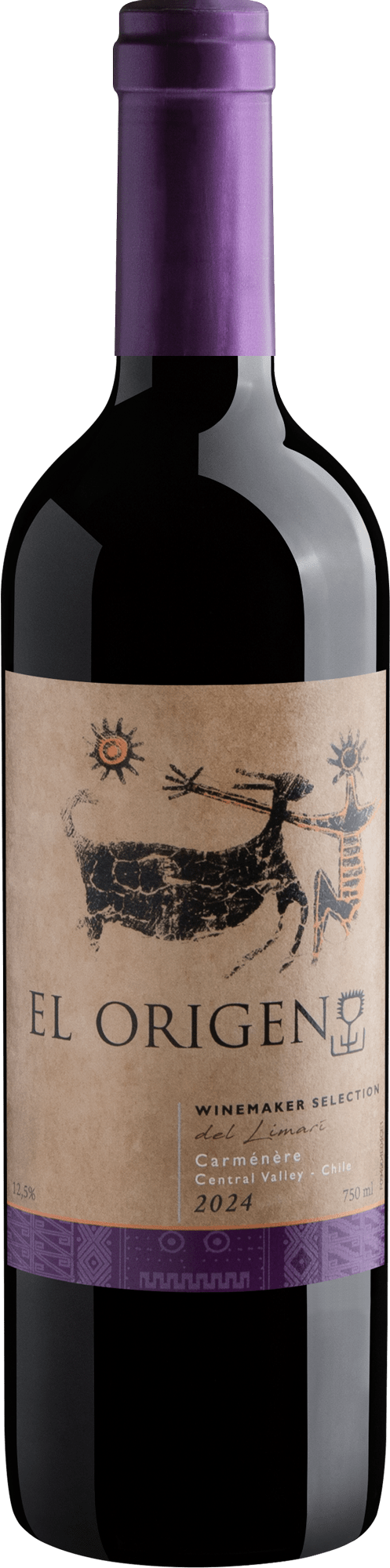 Garrafa do vinho El Origen Carménère
