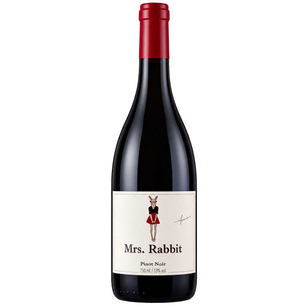Garrafa do vinho Mrs. Rabbit Pinot Noir